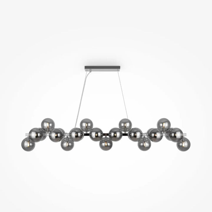 Suspension linéaire dallas linéaire en chrome avec luminaires sphériques en verre réfléchissant style art déco