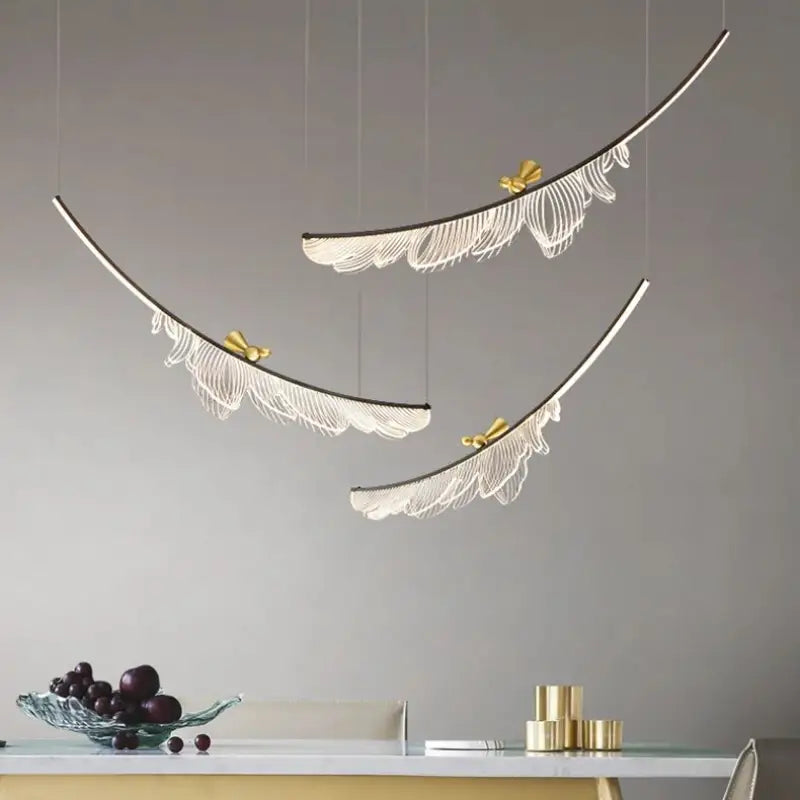 Suspension décorative plume moderne haut de gamme