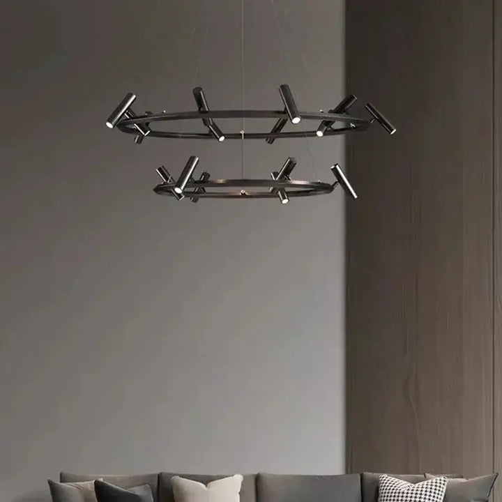 Suspension Design À Projecteurs Noirs Pour Salle À Manger Élégante