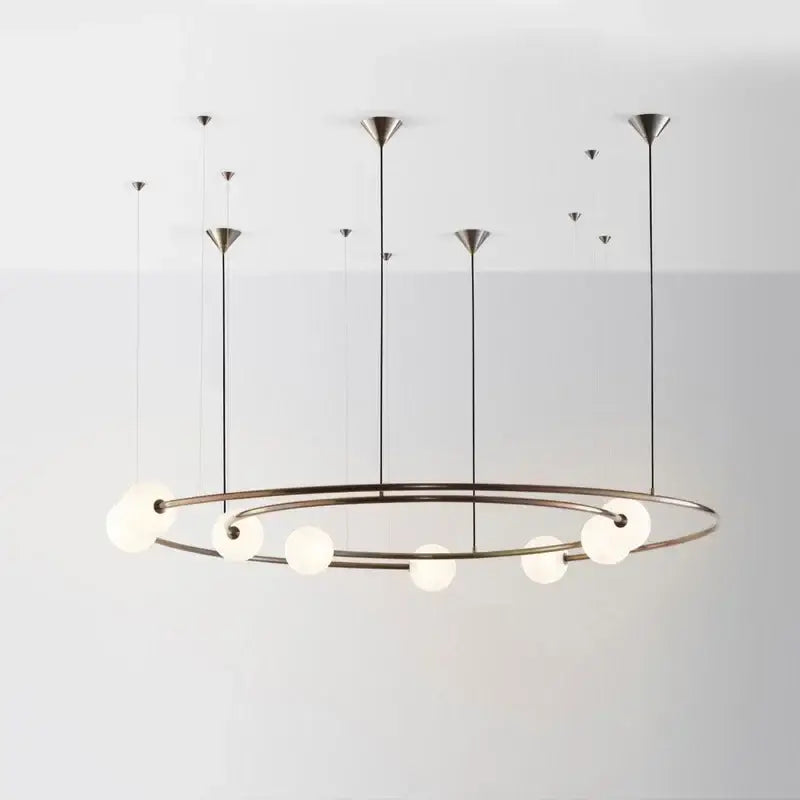 Suspension Design Anneau Aérien Avec Sphères Opales

