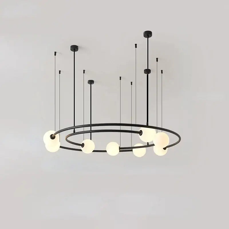 Suspension Design Anneau Aérien Avec Sphères Opales


