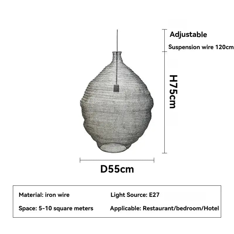 Suspension design artisanale en métal tressé moderne