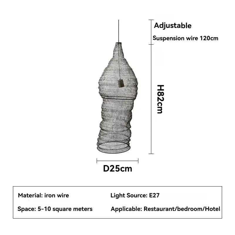 Suspension design artisanale en métal tressé moderne