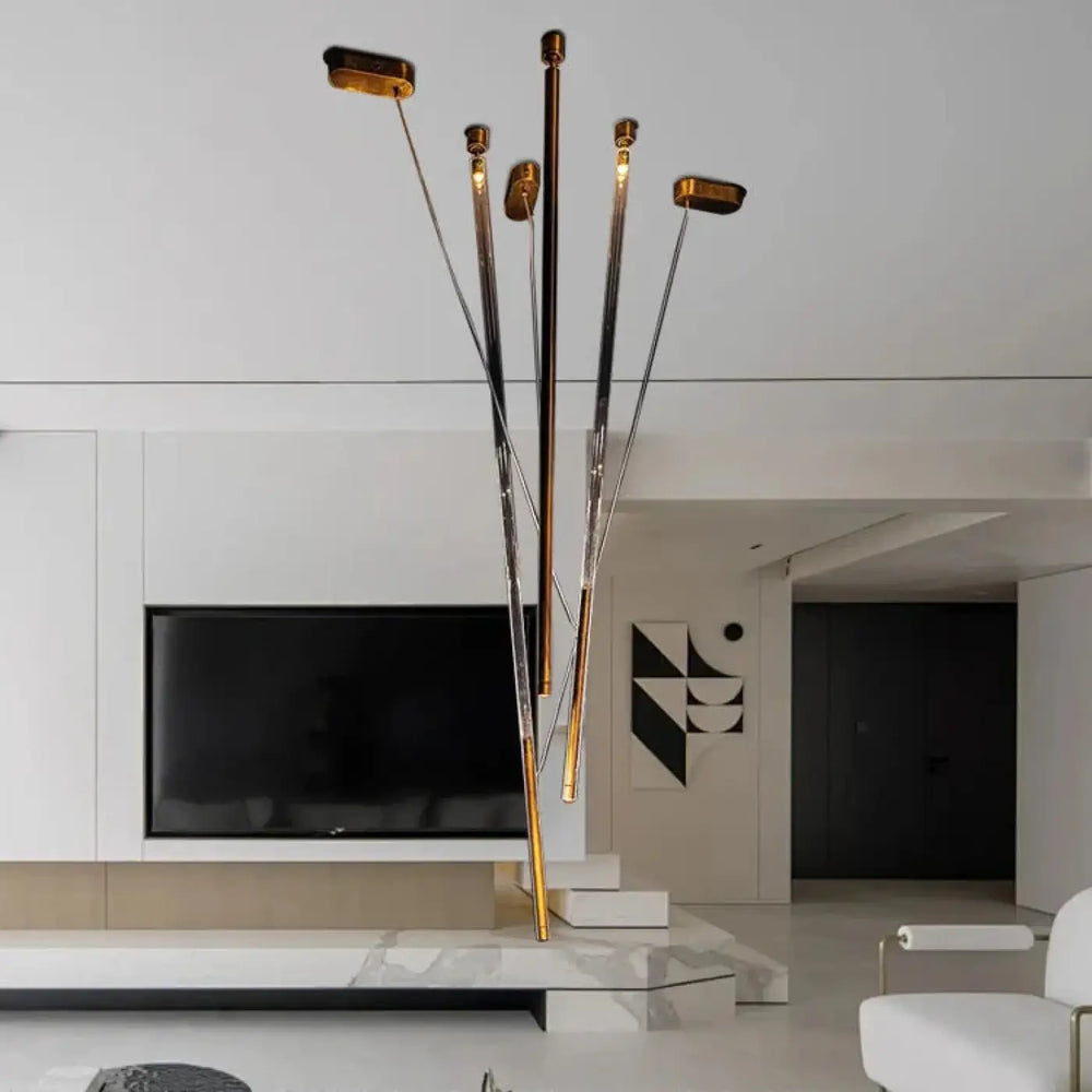 Checkered Led Light Rods Artistic Suspension Design with LED Light Rods Design – Lustria