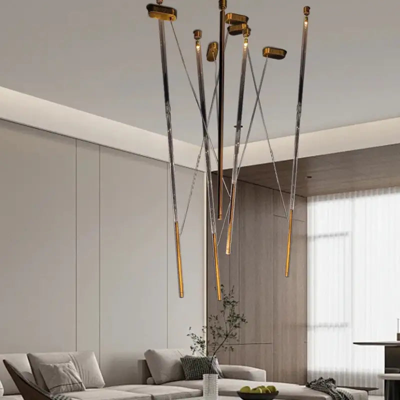 Suspension design artistique à tiges lumineuses led design