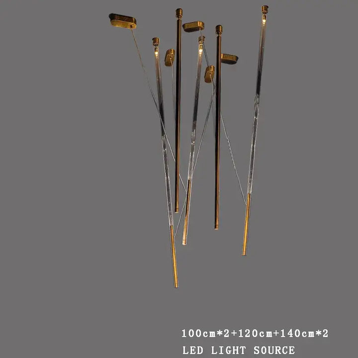 Suspension design artistique à tiges lumineuses led design