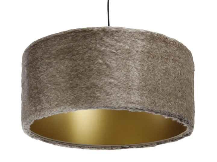 Pendant lamp Bear Light, Faux fur – Beige/Brown/Gold