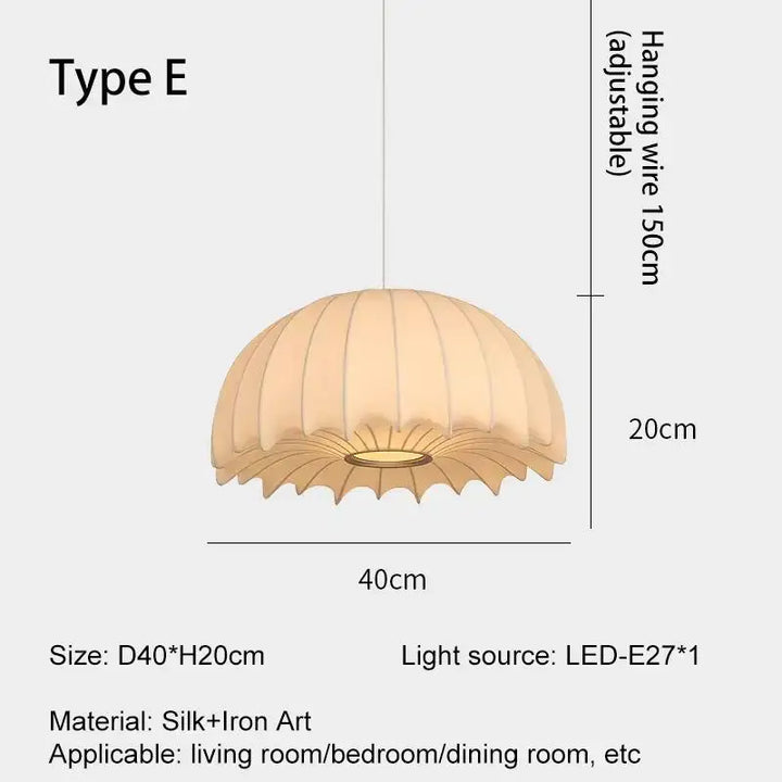 Suspension design beige en tissu ondulé décor raffiné