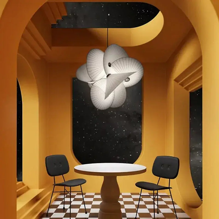 Suspension Design Blanche Pétales Sculptés Moderne

