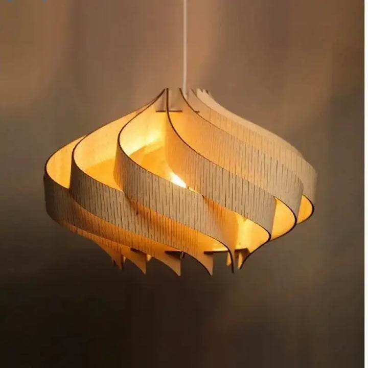Suspension design en bois pour une lumière douce et élégante