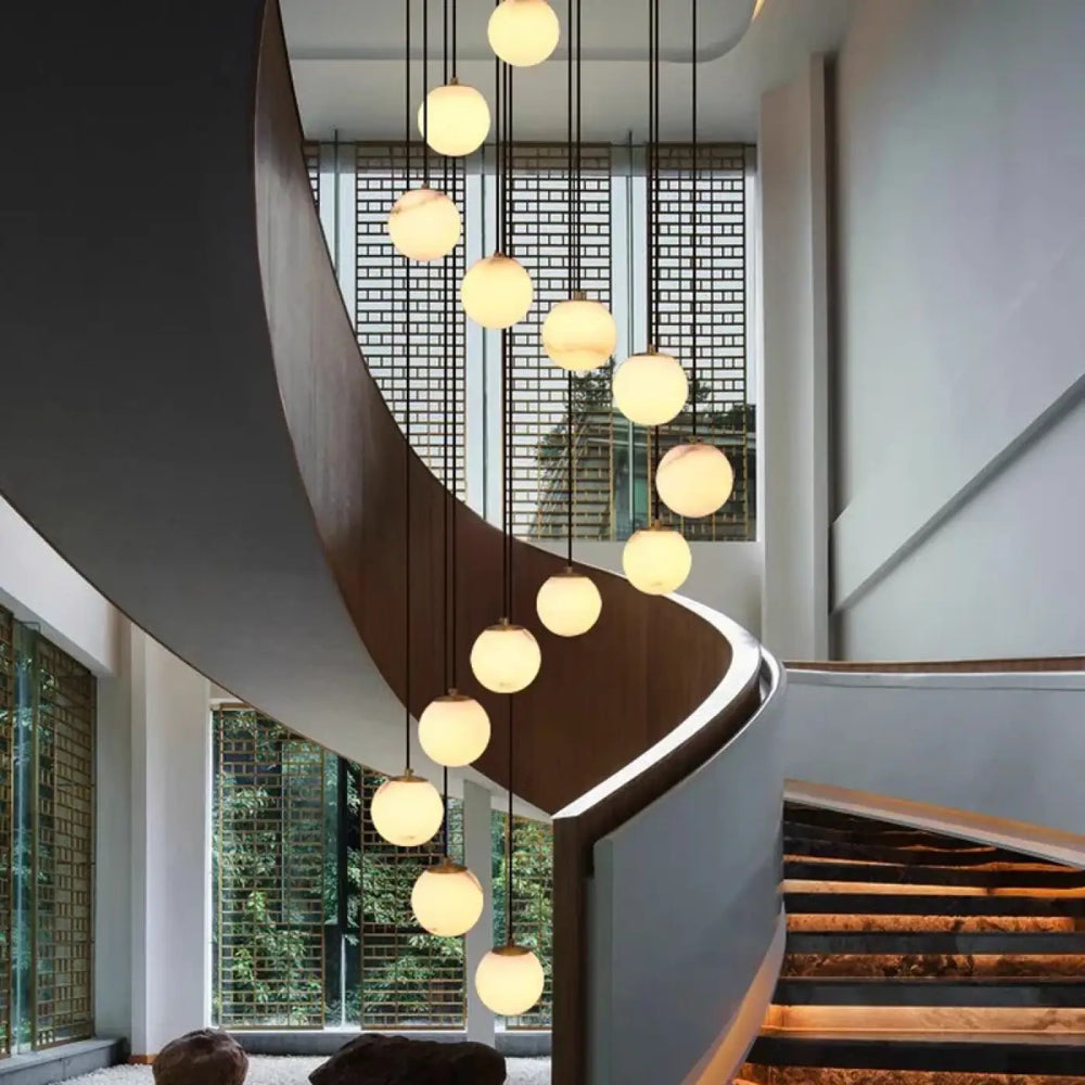 Suspension design boules en verre marbré chic élégance