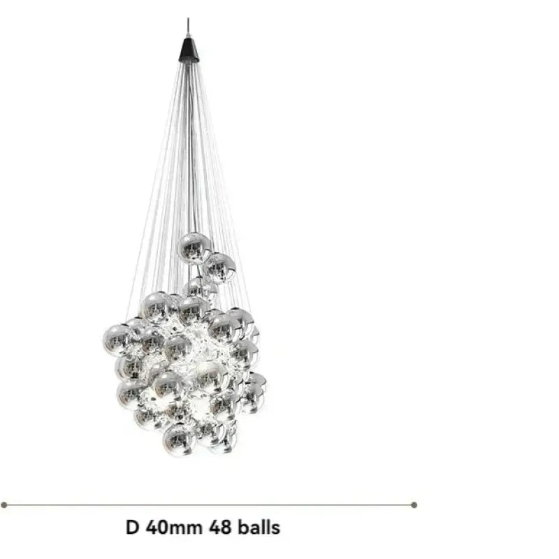 Suspension contemporaine en globes de verre blanc gris