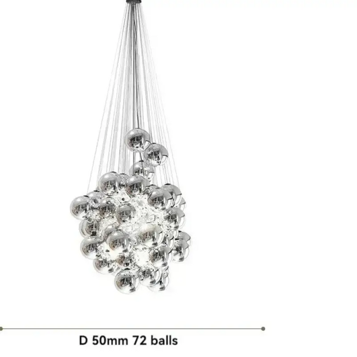 Suspension contemporaine en globes de verre blanc gris