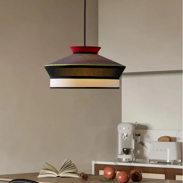 Suspension contemporaine en tissu et métal style chic