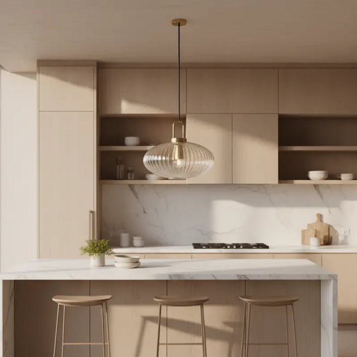 Suspension design contemporaine verre strié élégance chic