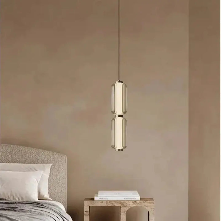 Suspension Design Cylindrique En Verre Nervuré Verticale