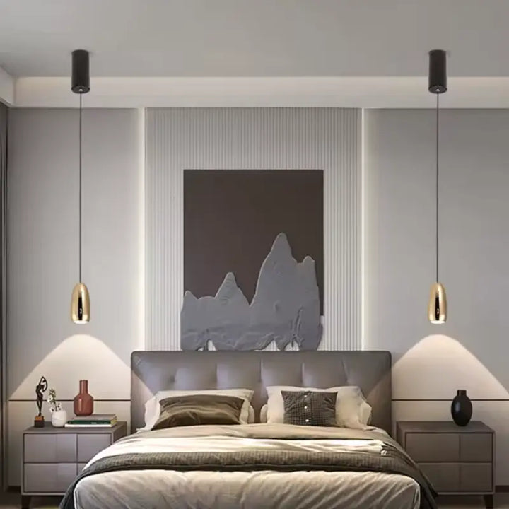 Suspension Design Cylindrique Moderne Couleurs Avec Intérieur Doré

