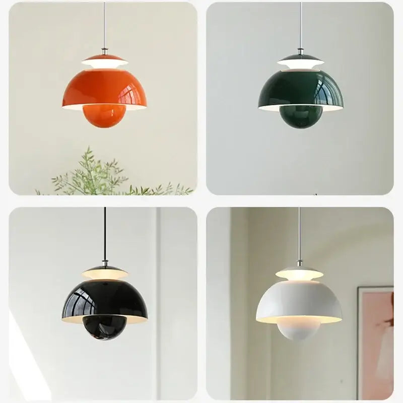 Suspension Design Demi-Sphère Métal Brillant Couleurs Variées Moderne