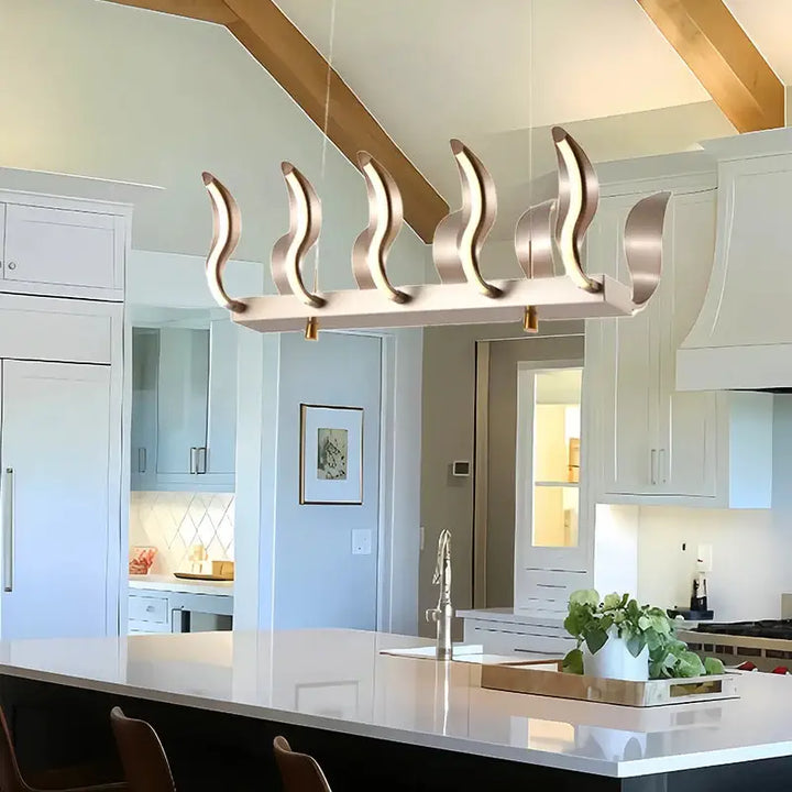 Suspension design dorée vagues luminaire led moderne