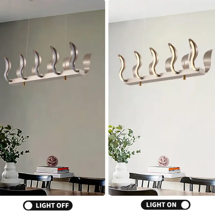 Suspension design dorée vagues luminaire led moderne