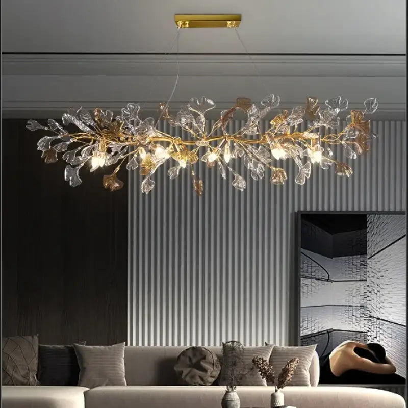 Suspension design en verre sculpté style végétal chic