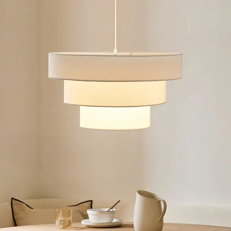 Suspension Design En Tissu Forme Cylindre Superposé Look Chic