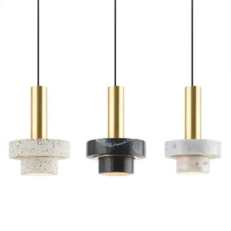 Suspension Design En Laiton Et Pierre Terrazzo Moderne
