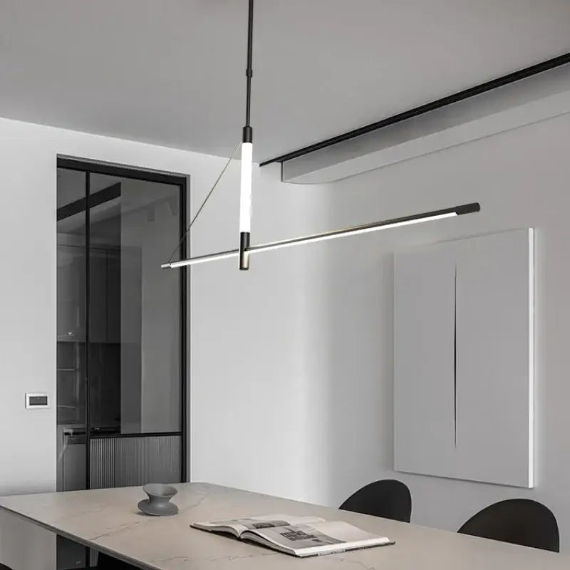 Suspension led linéaire style architecte noir blanc élégant