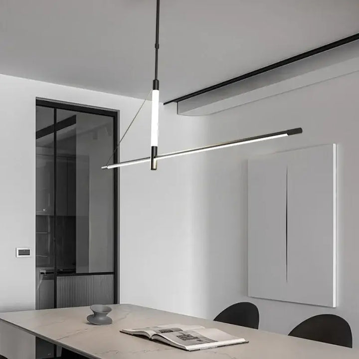 Suspension led linéaire style architecte noir blanc élégant