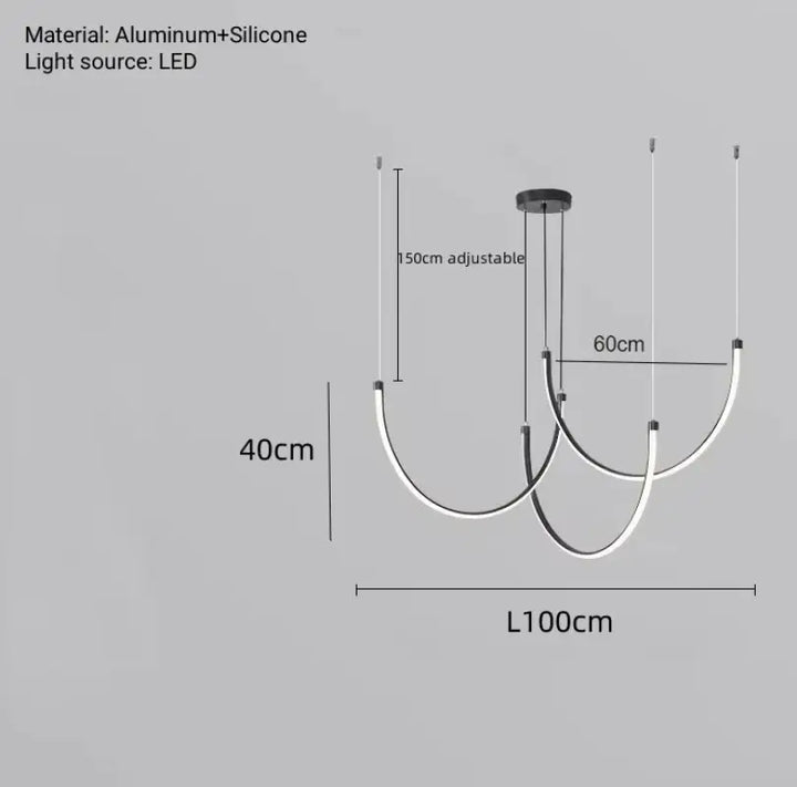 Suspension minimaliste à lignes fluides style noir élégant