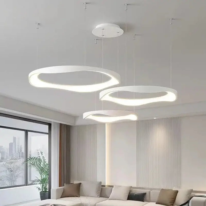 Suspension led ondulée style contemporain blanc noir élégant
