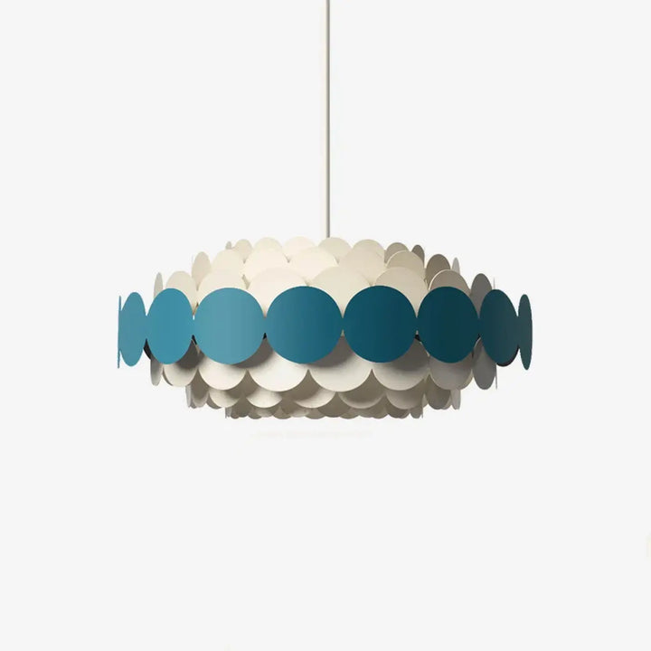 Suspension luminaire calou avec chandelier de plafond minimaliste en papier superposé blanc et bleu sarcelle