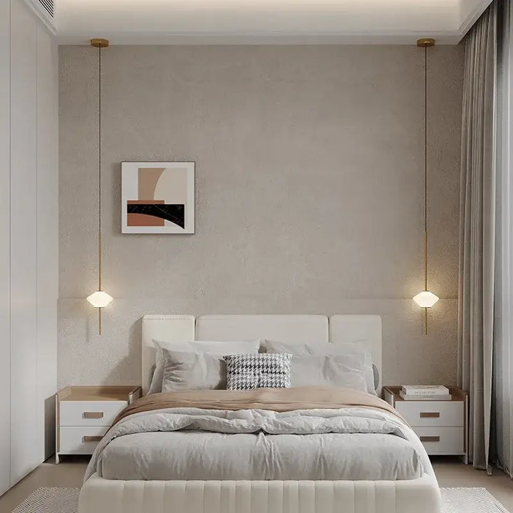 Suspension Design Minimaliste Blanche Avec Câble Élégance