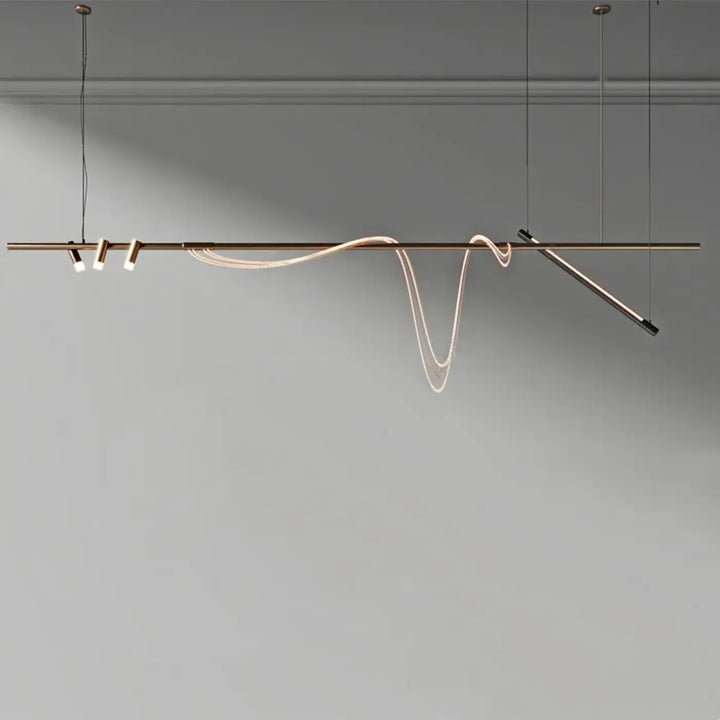 Suspension minimaliste led avec cordon long doré style luxe