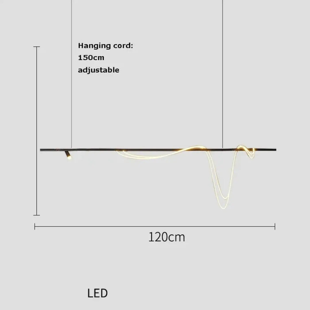 Suspension minimaliste led avec cordon long doré style luxe
