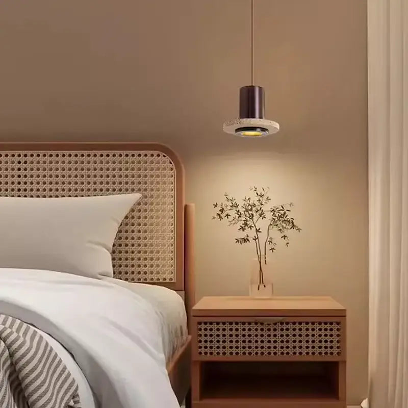 Suspension design minimaliste en travertin avec éclairage led