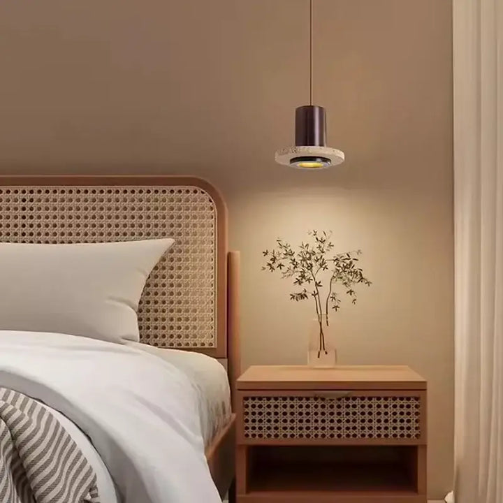 Suspension design minimaliste en travertin avec éclairage led