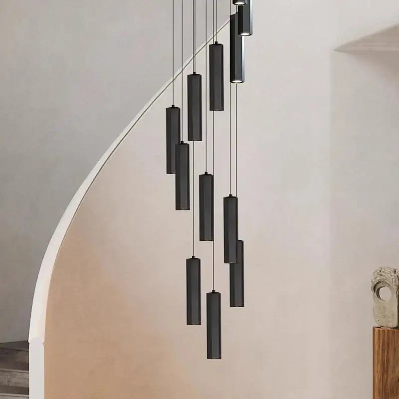 Suspension Design Moderne Cylindres Noirs Multiples Élégante