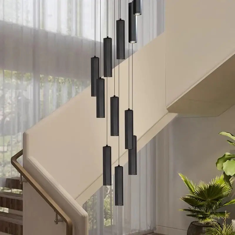 Suspension Design Moderne Cylindres Noirs Multiples Élégante
