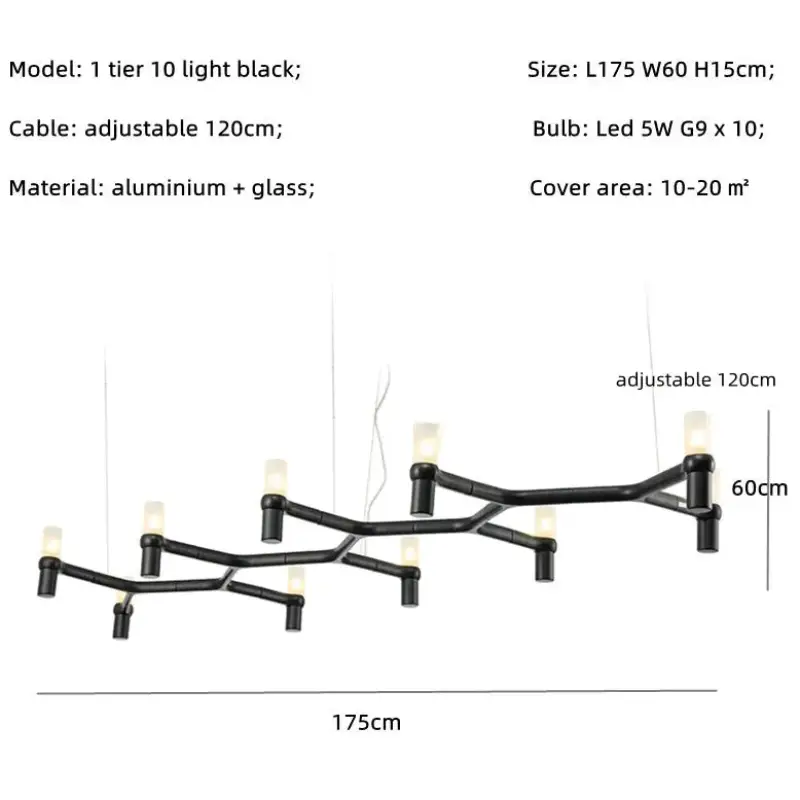 Suspension moderne aluminium verre ambiance chic noir