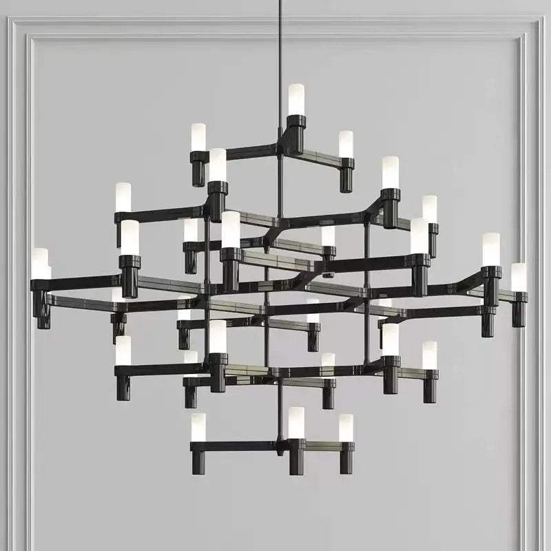 Suspension moderne aluminium verre ambiance chic noir