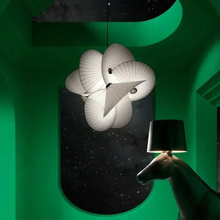 Suspension Design Moderne Pétales Blancs Sculpturale


