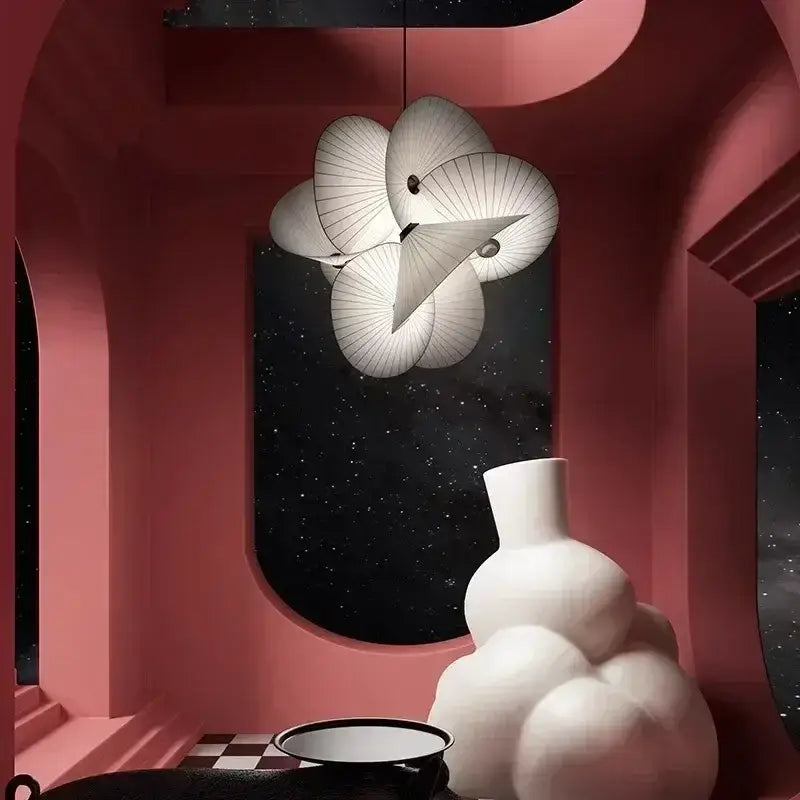 Suspension Design Moderne Pétales Blancs Sculpturale

