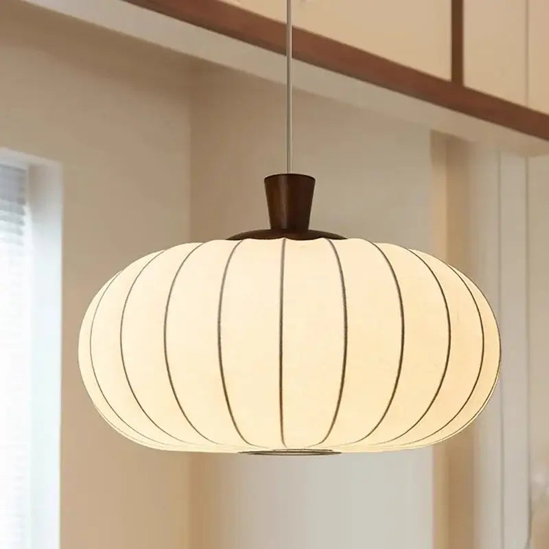 Suspension design moderne en tissu nervuré et bois élégance