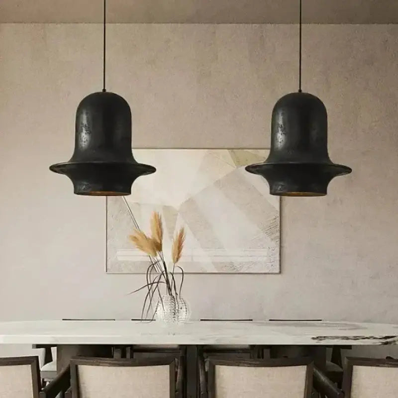 Suspension design noire cloche large moderne et unique