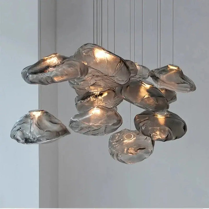 Suspension Design Nuage Verre Soufflé Clair Gris Ou Ambre


