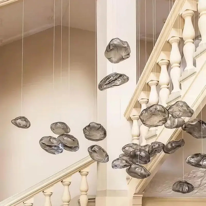 Suspension Design Nuage Verre Soufflé Clair Gris Ou Ambre

