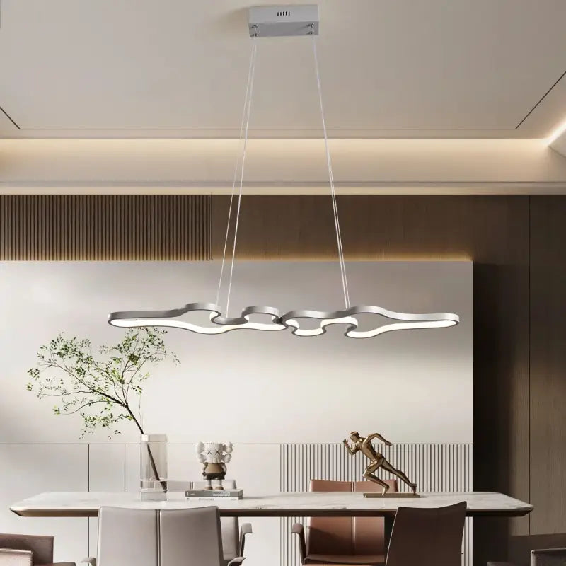 Suspension Design Ondulée Style Moderne Et Lumière Intégrée Élégant
