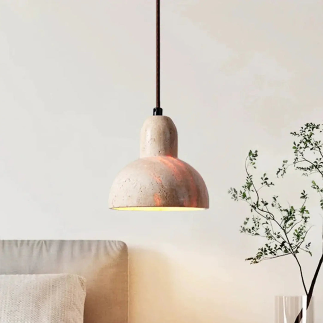Suspension design en pierre beige forme dôme moderne