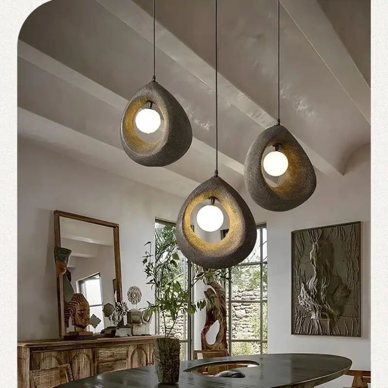 Suspension Design Sculpturale En Plâtre Forme Goutte Organique